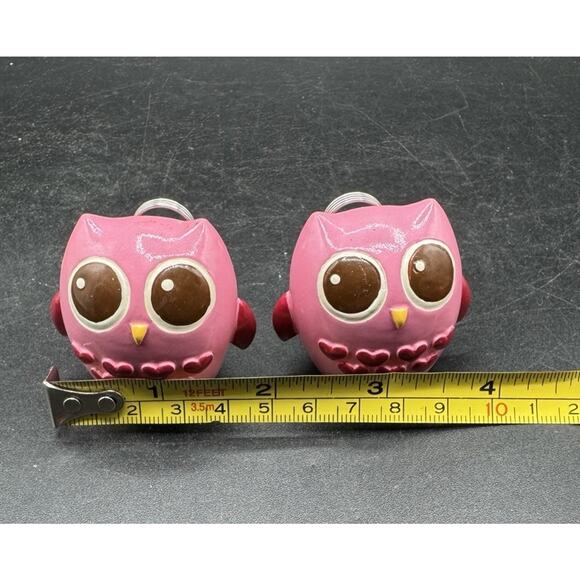 2 Cute Desk Card Picture Photo Holder 3D Retro Pink Owl Figures -S1N - Picture 2 of 7